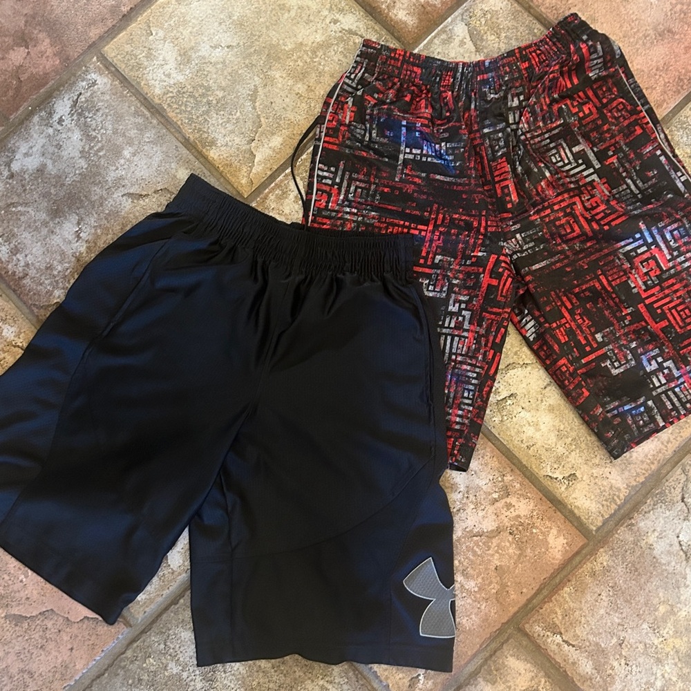 Under Armour Black Adult Small and Red & black AND 1 Shorts